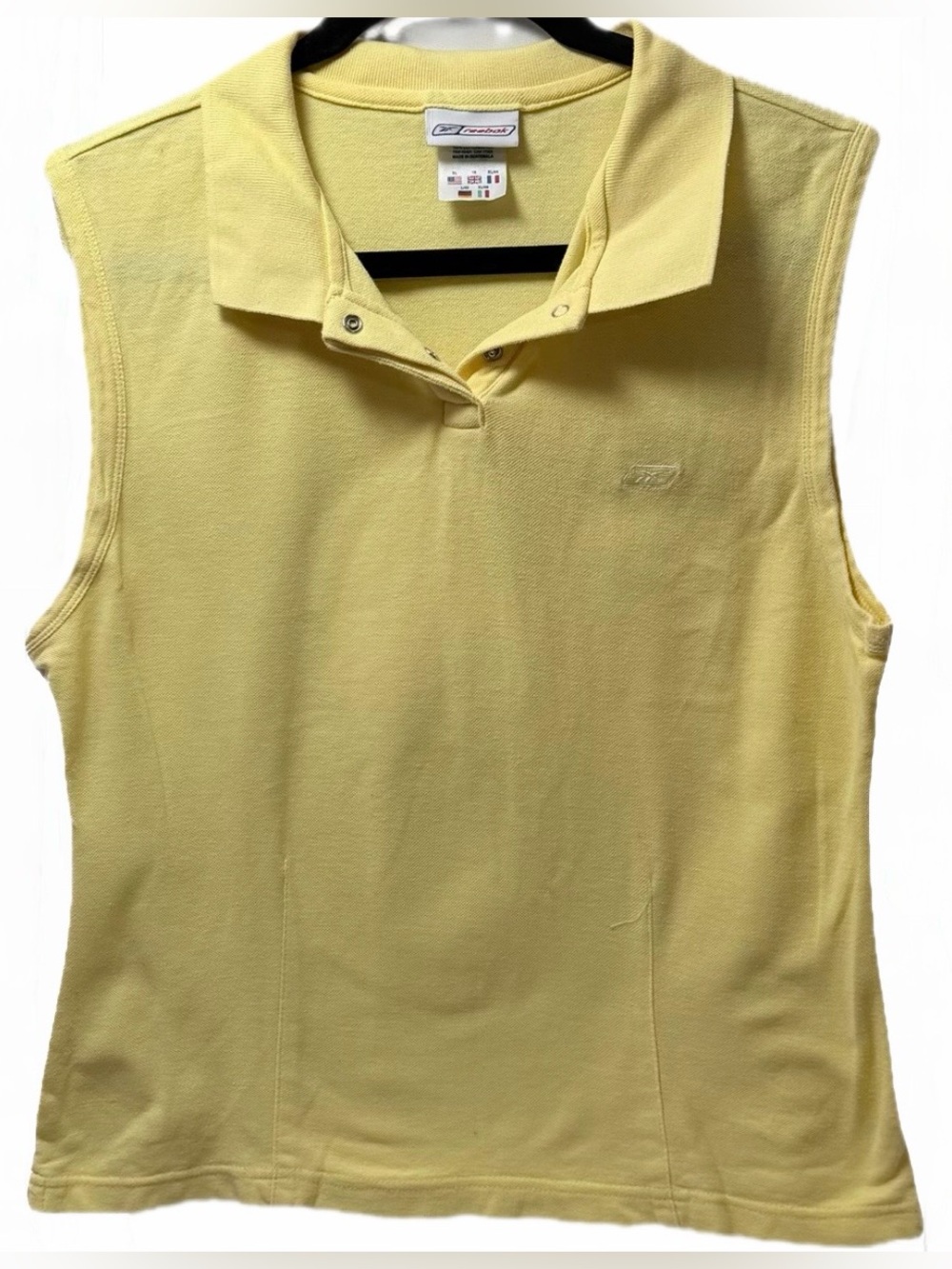 Reebok Butter Yellow Vintage Y2K Sleeveless Button Collared Polo Tank Top